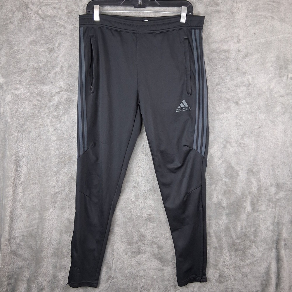 Adidas Mens Climacool Training Pants Black Grey Stripe Tapered Joggers Size M